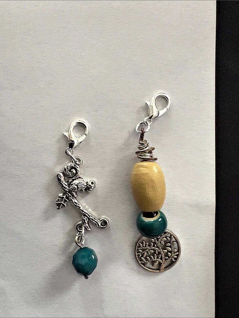 Beaded Charm Earrings Silver & Green